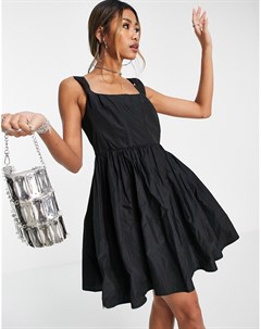 Черное платье мини из тафты Topshop