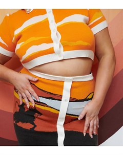 Вязаная мини юбка в стиле вестерн с изображением заката от комплекта x Francesca Perks Labelrail