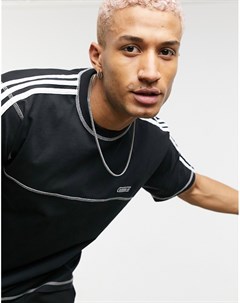 Черная футболка с контрастными швами Adidas originals