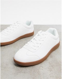 Белые кроссовки из искусственной кожи на шнуровке и резиновой подошве Asos design