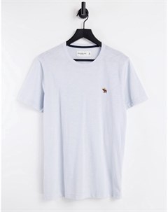 Голубая футболка с маленьким логотипом Abercrombie & fitch