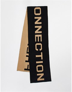 Шарф черного цвета с большим логотипом FCUK French connection