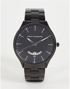 Черные наручные часы с металлическим браслетом цепочкой French connection