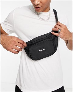 Черная сумка кошелек на пояс с карманом на молнии FCUK French connection