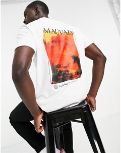 Белая футболка с пейзажным принтом на спине Mauvais