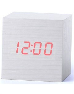 Часы электронные 869 деревянный куб с звуковым управлением белый Vst