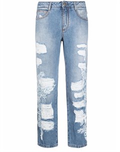 Укороченные джинсы с кружевом Ermanno scervino
