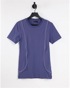 Темно синяя облегающая футболка со светоотражающим кантом от комплекта Asos design