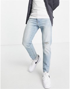 Светлые суженные книзу джинсы в винтажном стиле со рваной отделкой Asos design
