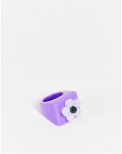 Фиолетовое кольцо с цветком из каучука Vintage supply