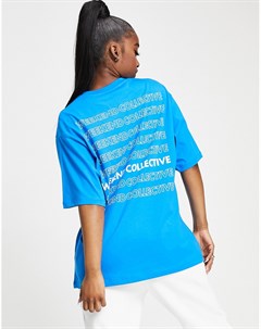 Ярко голубая oversized футболка с логотипом Asos weekend collective