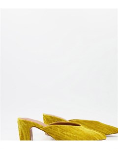 Мюли горчичного цвета для широкой стопы на среднем каблуке Siena Asos design