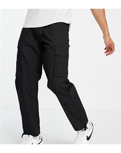 Прямые черные брюки карго из рипстопа New look