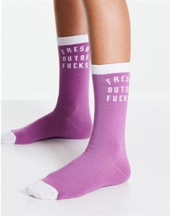 Розовые носки с надписью Fresh Typo