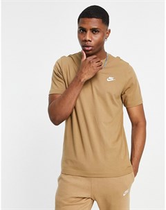 Серо коричневая футболка с логотипом Club Nike