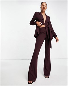 Расклешенные трикотажные брюки бордового цвета Asos design