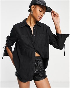 Черная выбеленная рубашка в стиле oversized из мягкого денима Asos design