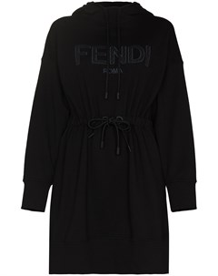 Платье мини с капюшоном и вышитым логотипом Fendi