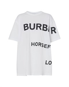 Белая футболка оверсайз с черным принтом Horseferry Burberry