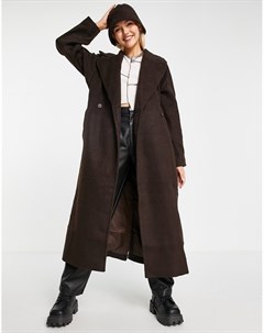Пальто коричневого цвета из переработанной шерсти с поясом Kia Weekday