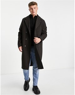 Свободное пальто кокон в клетку с добавлением шерсти Harry brown