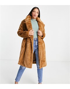 Светло коричневое пальто из искусственного меха Vero moda tall