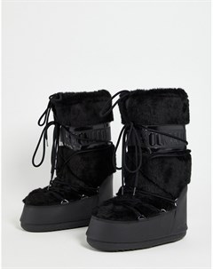 Черные зимние ботинки с искусственным мехом Moon boot