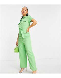Зеленый комбинезон с широкими штанинами и акцентными карманами Vila petite