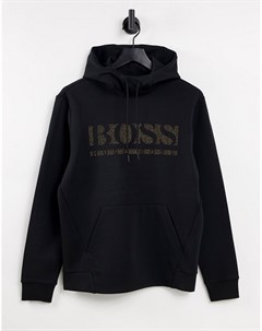 Черный худи без застежки с пиксельным принтом Soody 2 Boss athleisure