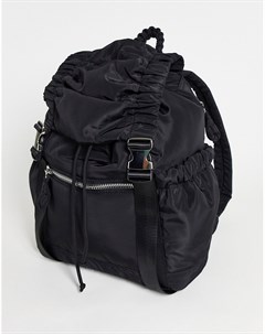 Черный рюкзак из переработанного нейлона с присборенными ремнями Topshop