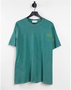 Зеленая oversized футболка со смещенным принтом Paris Topman