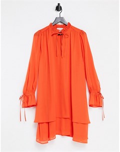 Оранжевое платье мини с длинными рукавами и завязкой на воротнике из переработанных материалов & other stories