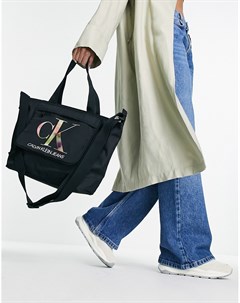 Черная сумка шопер с логотипом Calvin klein jeans