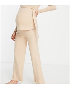 Бежевые брюки для дома с широкими штанинами и вафельной фактурой от комплекта New look maternity