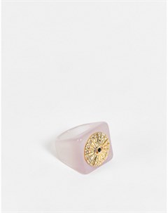 Массивное кольцо из смолы цвета лунного камня с дизайном в виде глаза Designb london