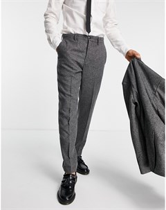 Укороченные узкие брюки серого цвета с узором в елочку Selected homme