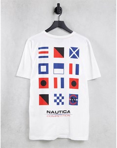 Белая футболка с принтом флагов на спине Nautica competition