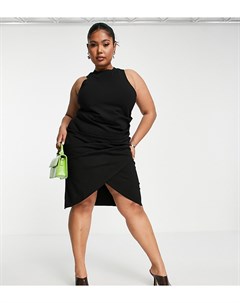 Черное облегающее платье со спинкой борцовкой Plus Extro & vert