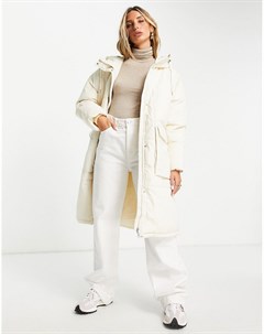 Удлиненное дутое пальто кремового цвета с эластичным поясом Vero moda