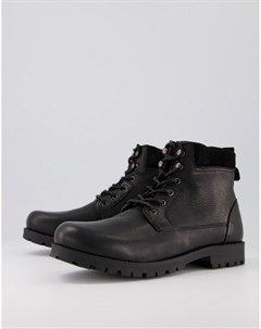 Черные кожаные ботинки на шнуровке Asos design