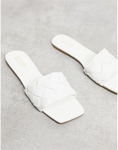 Плетеные сандалии на плоской подошве белого цвета Eleah Raid