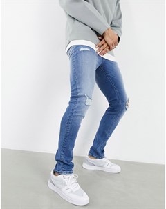 Выбеленные синие рваные джинсы скинни Asos design