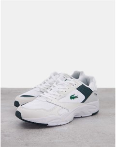 Бело зеленые низкие кроссовки Storm 96 Lacoste