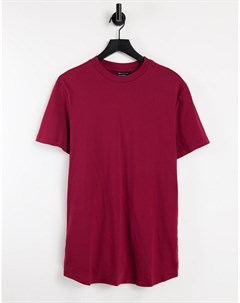 Бордовая удлиненная футболка с разрезами по бокам Asos design