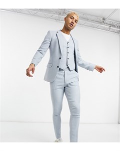Синие супероблегающие брюки из саржевой ткани с добавлением шерсти Wedding Asos design