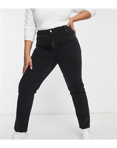 Черные выбеленные джинсы зауженного кроя в винтажном стиле с классической талией ASOS DESIGN Curve Asos curve