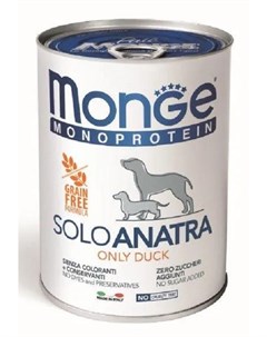 Консервы Dog Monoprotein Solo Паштет из утки для собак 400гр Monge