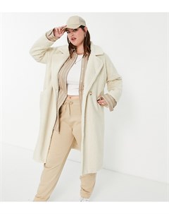 Удлиненное oversized пальто из букле кремового цвета Fashion union plus