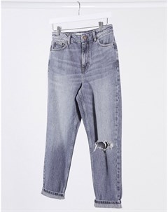 Серые джинсы в винтажном стиле с рваной отделкой Topshop