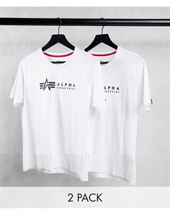 Набор из 2 белых футболок с логотипом спереди Alpha industries